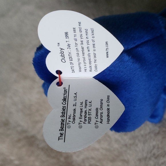 Clubby 🐻 1st Ty Collectors Club Beanie Baby 🐻 Royal Blue Bear 🐻 NWT - Picture 5 of 12